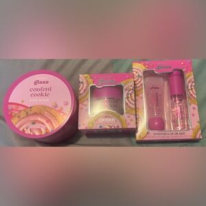 Glaze Confetti Cookie body and lip scrub. With a lip butter and lip oil duo